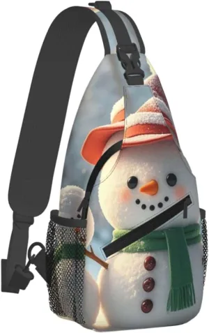Sling Bag for Men Women Crossbody Backpack Cute Snowman Crossbody Bag Chest Bag for Travel Sport