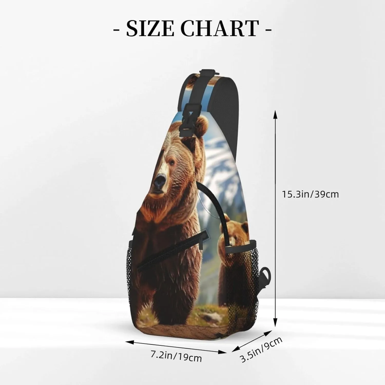 Sling Bag for Men Women Crossbody Backpack Grizzly Bear Crossbody Bag Chest Bag for Travel Sport