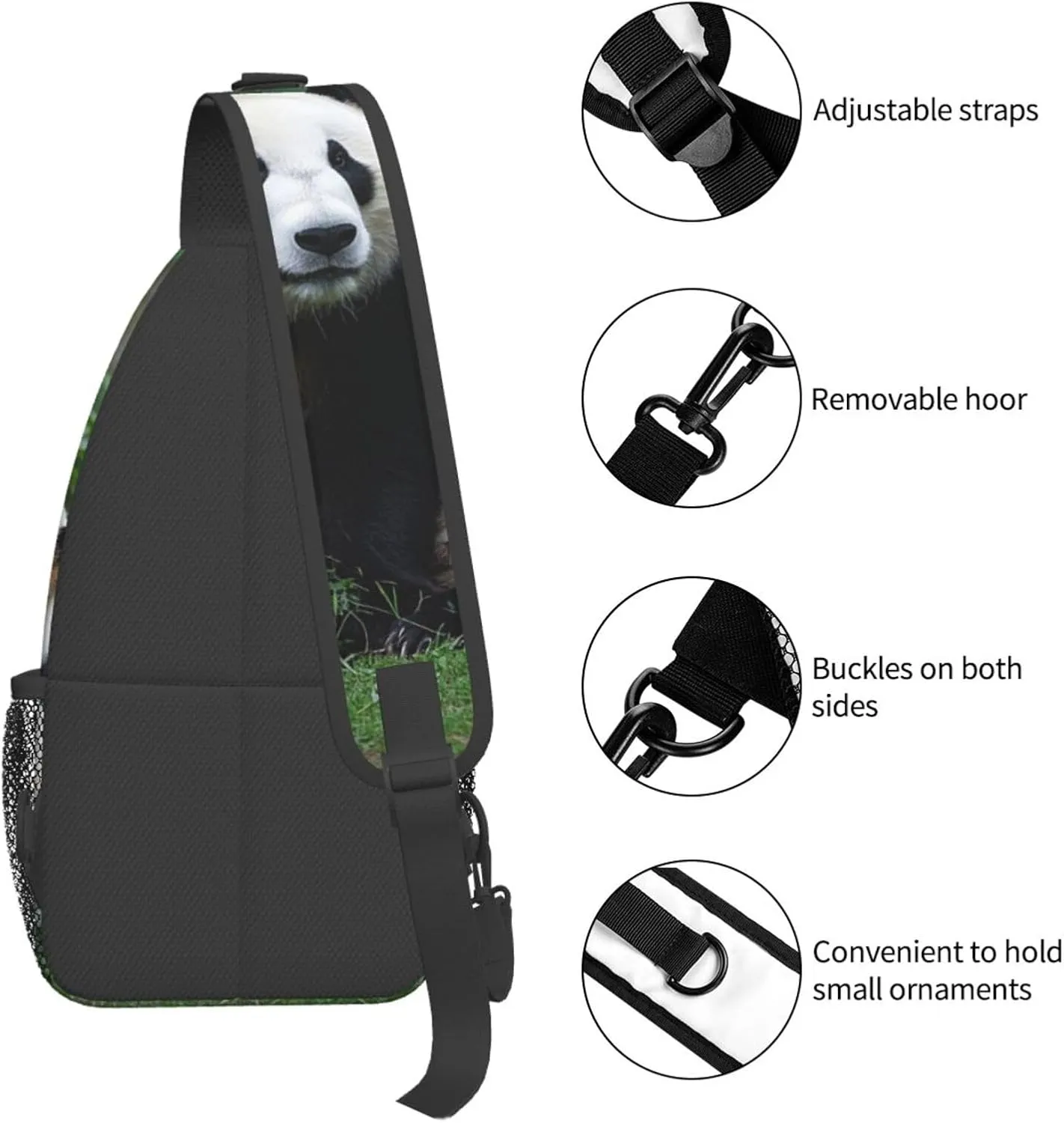 Sling Bag for Men Women Crossbody Backpack Two Big Pandas Crossbody Bag Chest Bag for Travel Sport