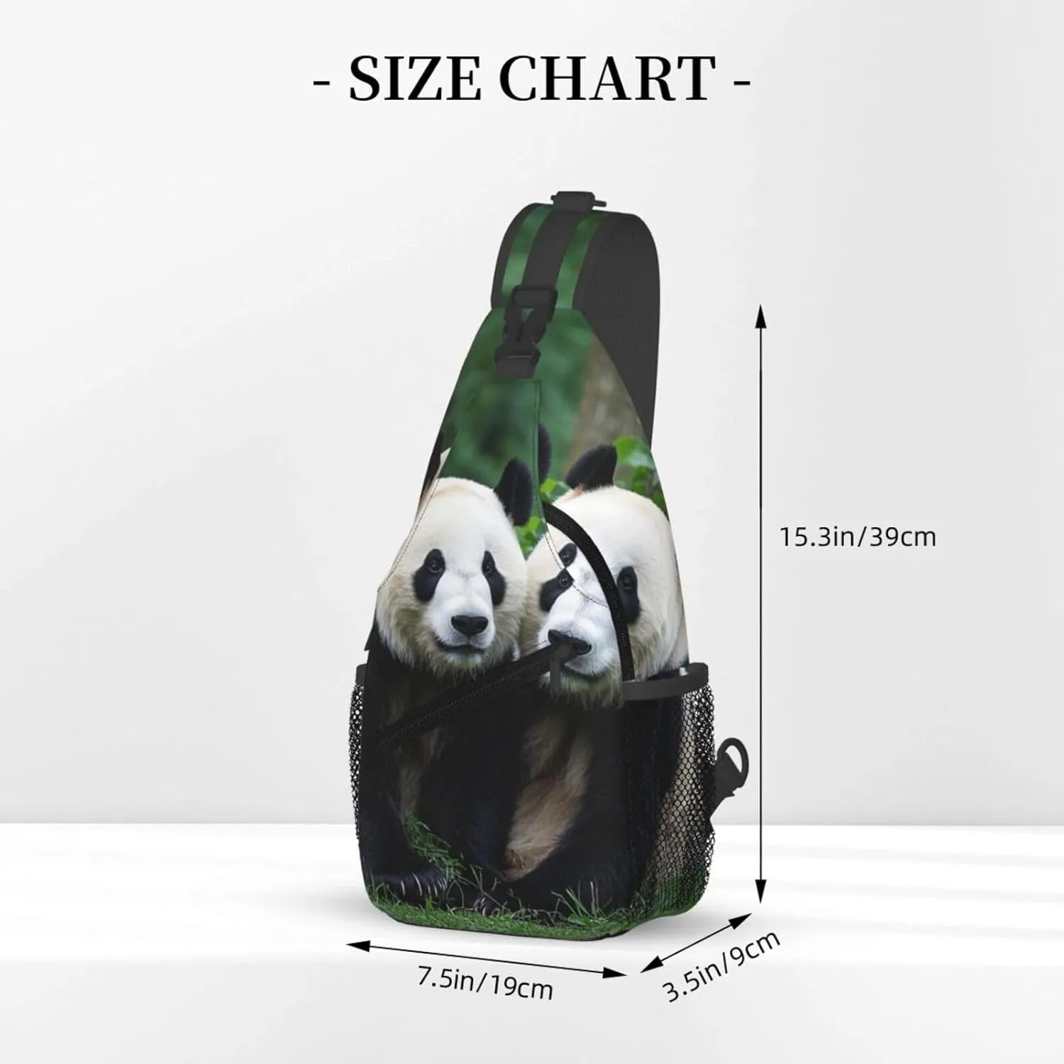 Sling Bag for Men Women Crossbody Backpack Two Big Pandas Crossbody Bag Chest Bag for Travel Sport