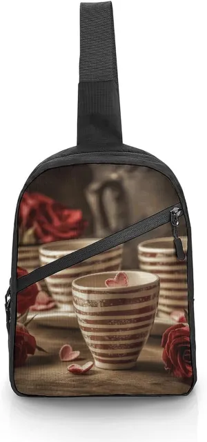 Sling Bag for Men Women Cup on Table Sling Backpack Chest Bag Casual Daypack Crossbody Bag for Travel