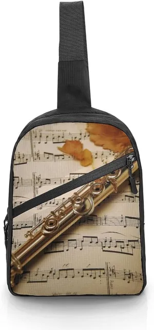 Sling Bag for Men Women Flute Music Sling Backpack Chest Bag Casual Daypack Crossbody Bag for Travel