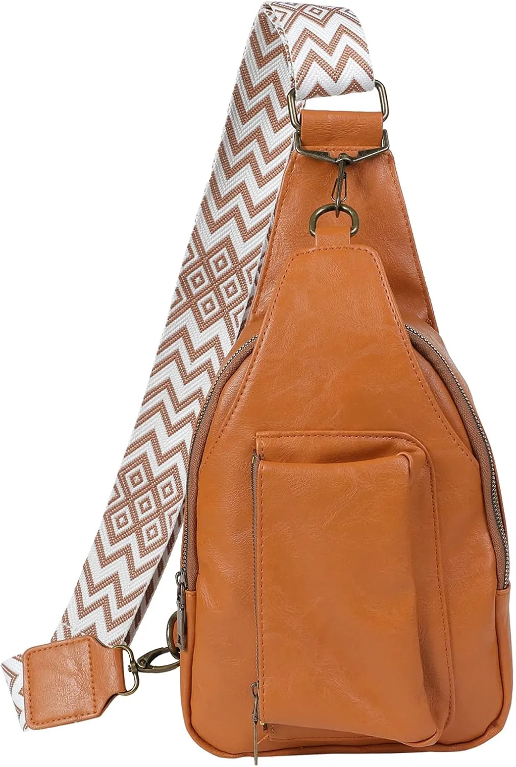 Sling Bag for Women Chest Bag Small Crossbody Bag PU Leather Satchel Daypack Shoulder Backpack for Traveling Hiking