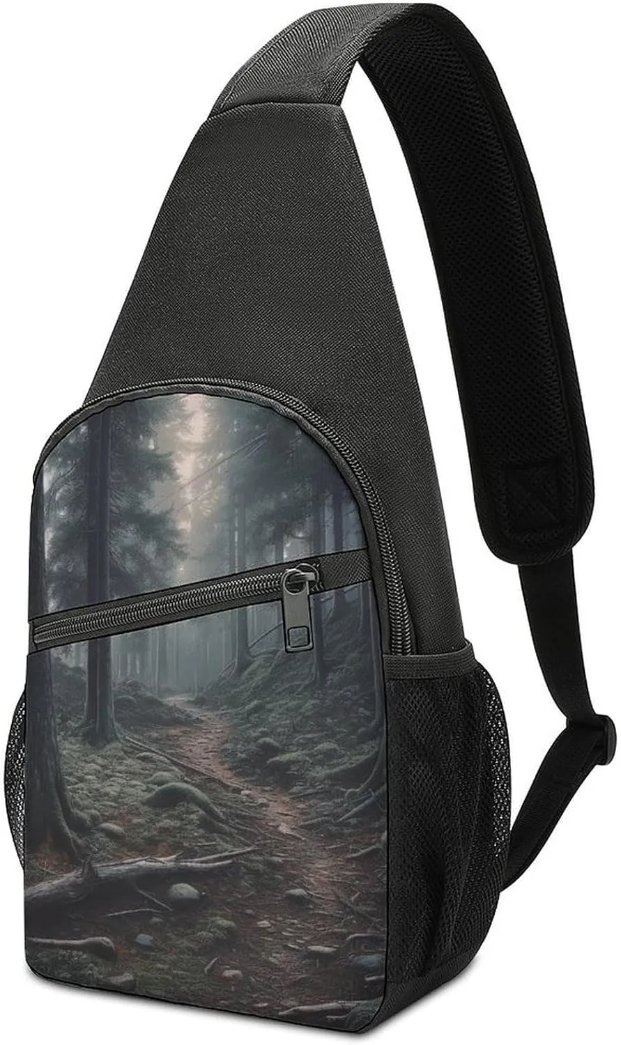 Sling Bag for Women Men Crossbody Bag Chest Bag The Trees Are Very Dense Sling Backpack Fanny Packs Travel Hiking Daypack