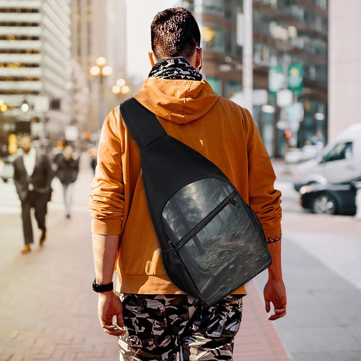 Sling Bag for Women Men Crossbody Bag Chest Bag The Trees Are Very Dense Sling Backpack Fanny Packs Travel Hiking Daypack