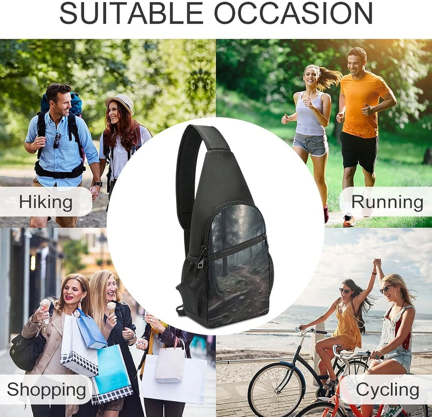 Sling Bag for Women Men Crossbody Bag Chest Bag The Trees Are Very Dense Sling Backpack Fanny Packs Travel Hiking Daypack