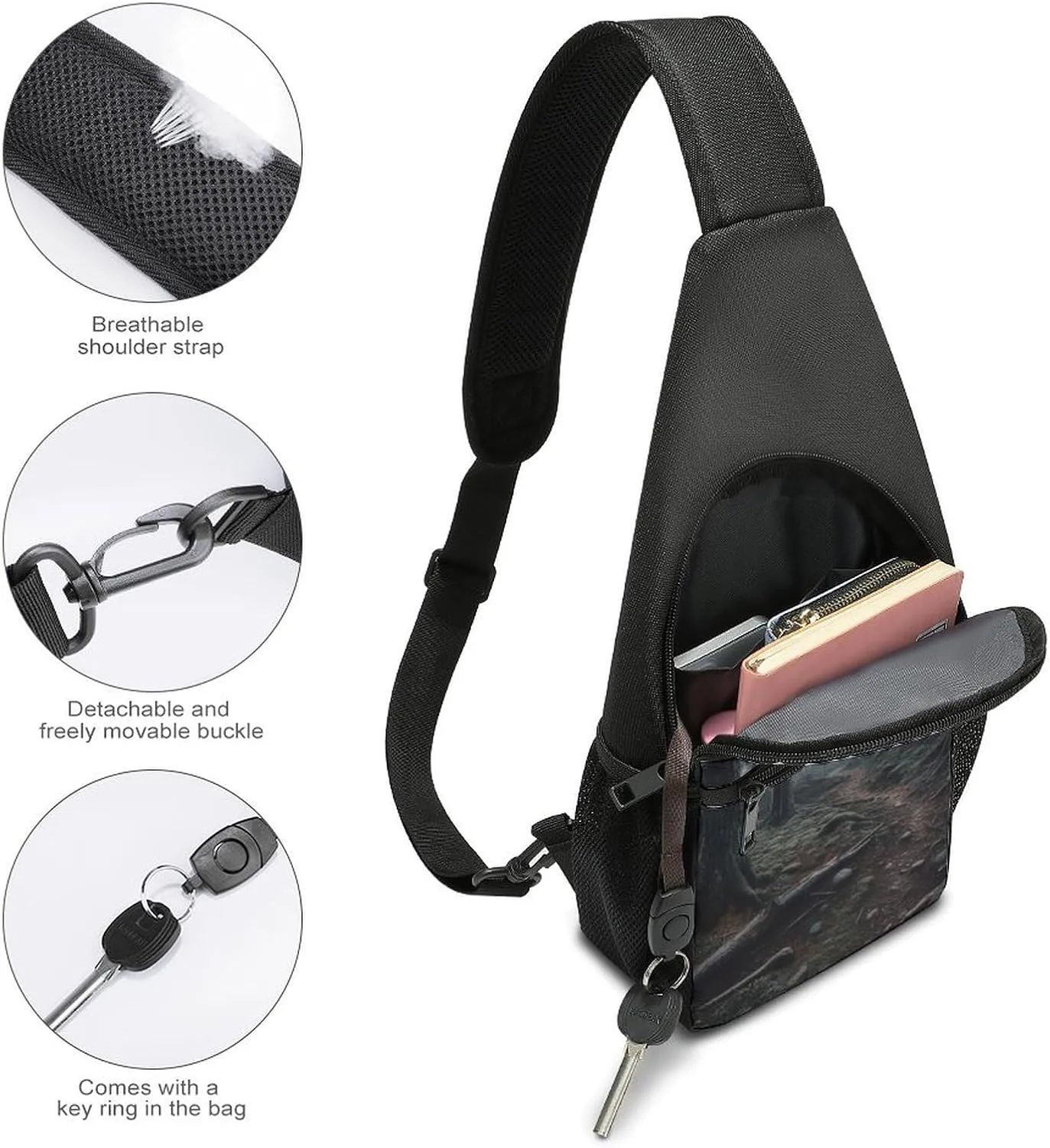 Sling Bag for Women Men Crossbody Bag Chest Bag The Trees Are Very Dense Sling Backpack Fanny Packs Travel Hiking Daypack