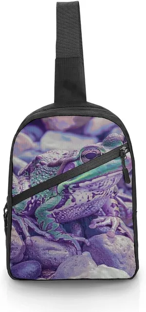 Sling Bag for Women Men Daypack A Little Green Frog Chest Bag Crossbody Backpack for Hiking Travel
