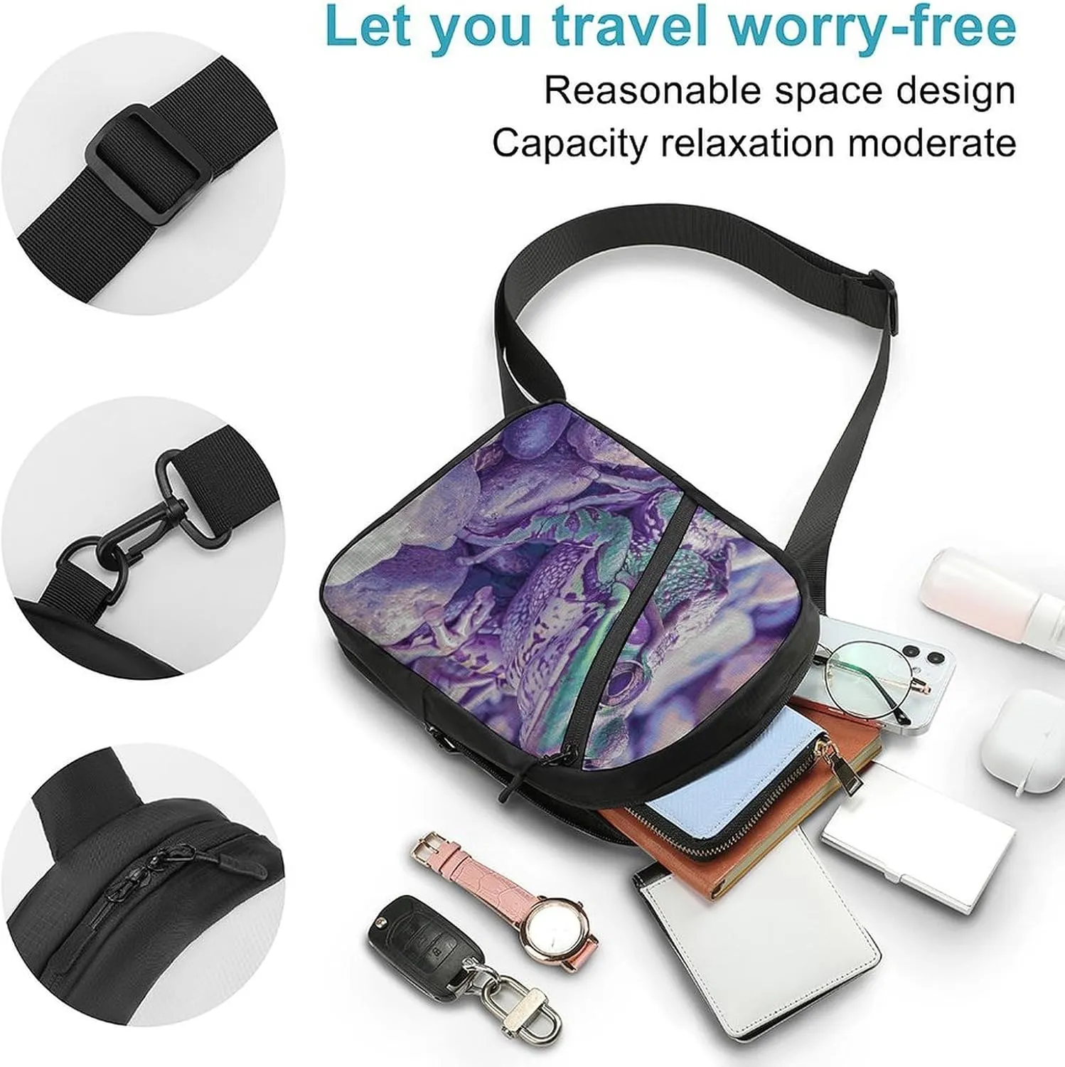 Sling Bag for Women Men Daypack A Little Green Frog Chest Bag Crossbody Backpack for Hiking Travel
