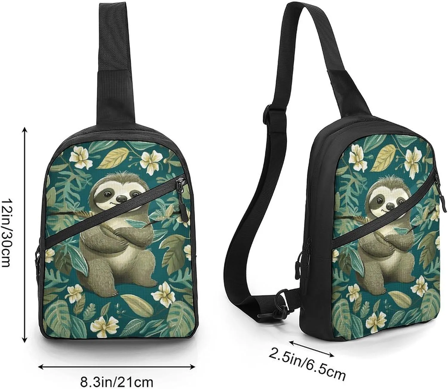 Sling Bag for Women Men Daypack Adorable Sloth Chest Bag Crossbody Backpack for Hiking Travel