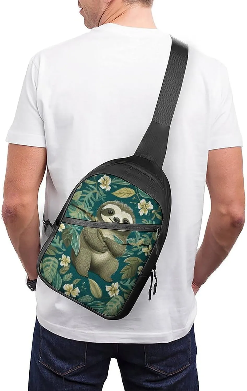 Sling Bag for Women Men Daypack Adorable Sloth Chest Bag Crossbody Backpack for Hiking Travel