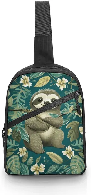 Sling Bag for Women Men Daypack Adorable Sloth Chest Bag Crossbody Backpack for Hiking Travel