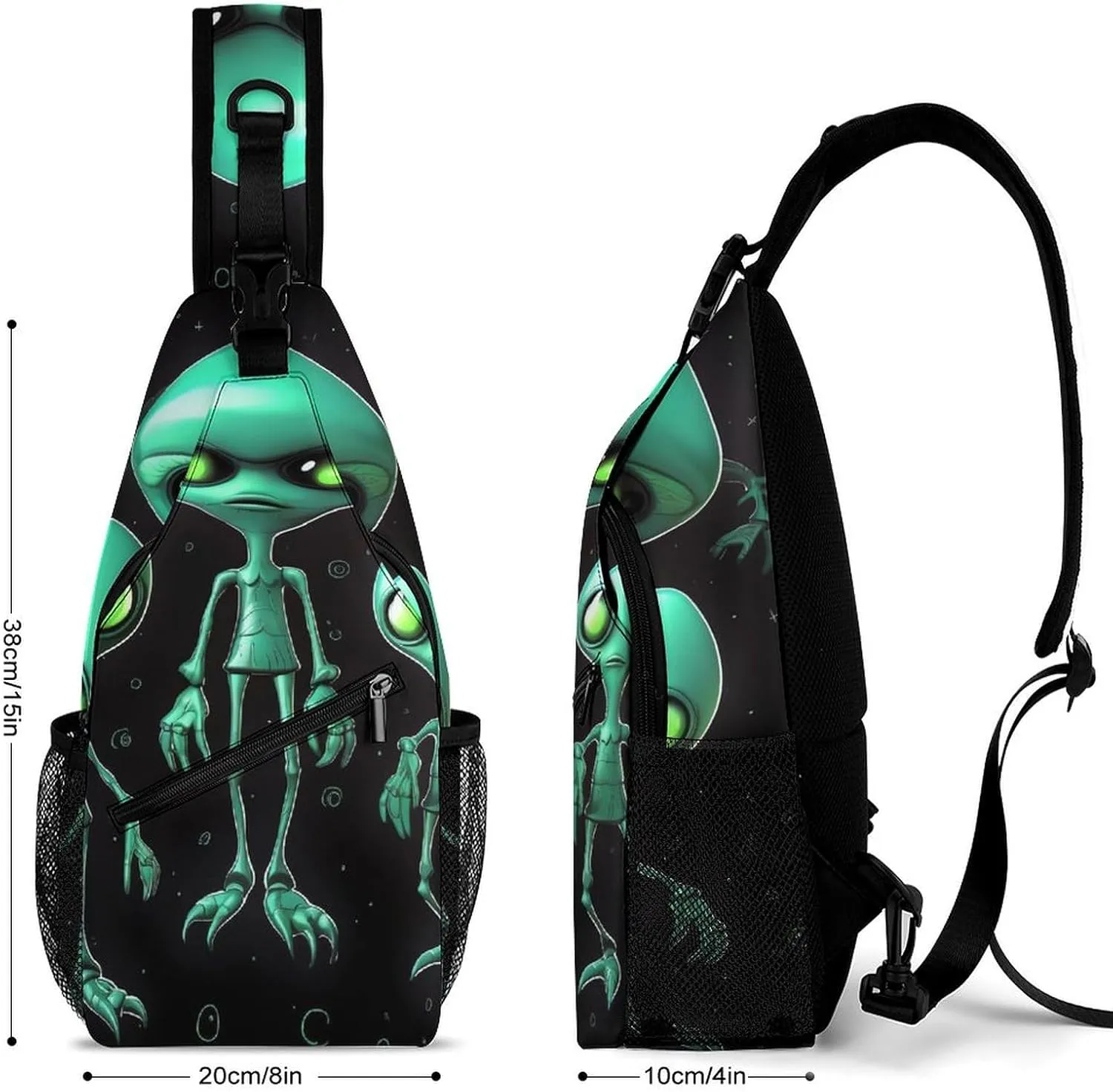 Sling Bag for Women Men Daypack Aliens Chest Bag Crossbody Backpack for Hiking Travel