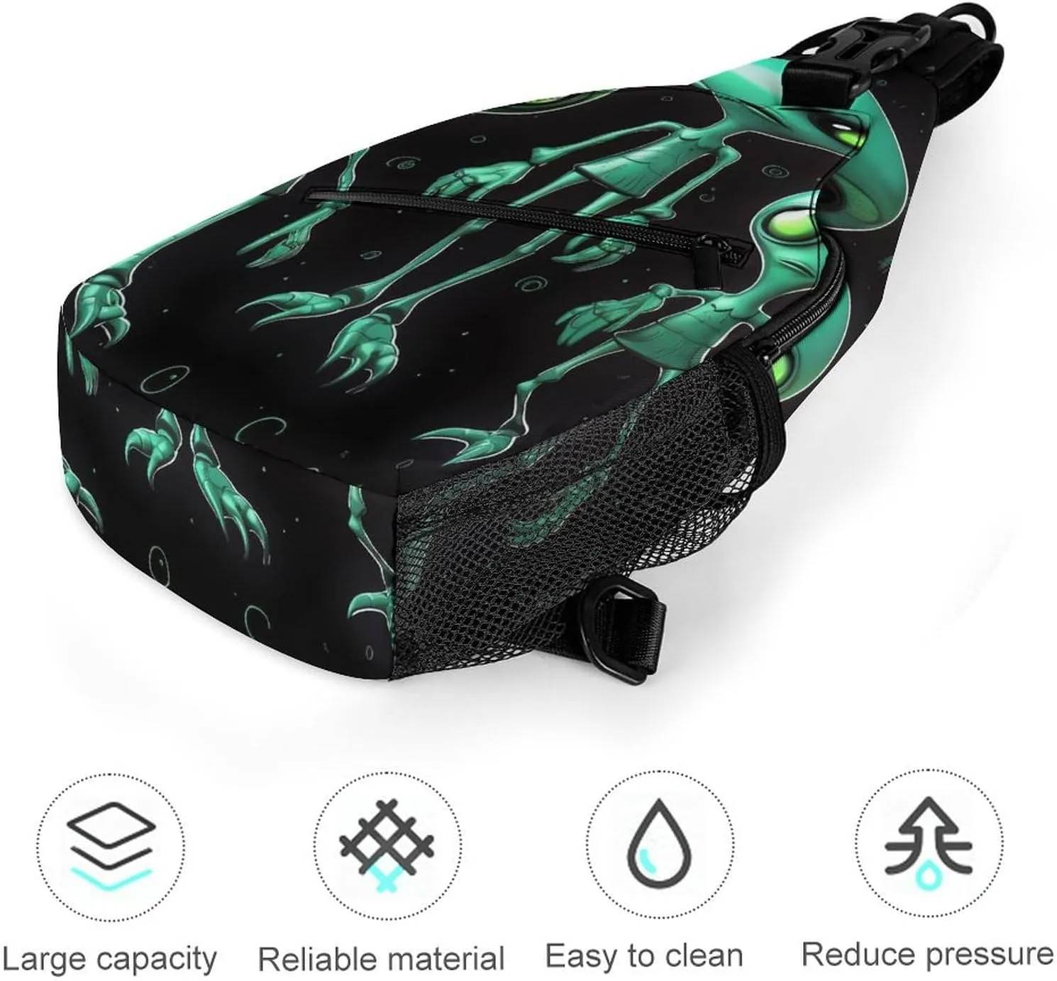 Sling Bag for Women Men Daypack Aliens Chest Bag Crossbody Backpack for Hiking Travel