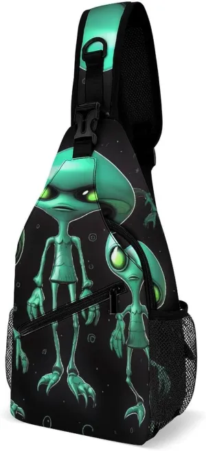 Sling Bag for Women Men Daypack Aliens Chest Bag Crossbody Backpack for Hiking Travel