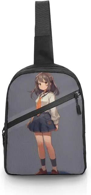 Sling Bag for Women Men Daypack Anime Woman in Skirt Chest Bag Crossbody Backpack for Hiking Travel