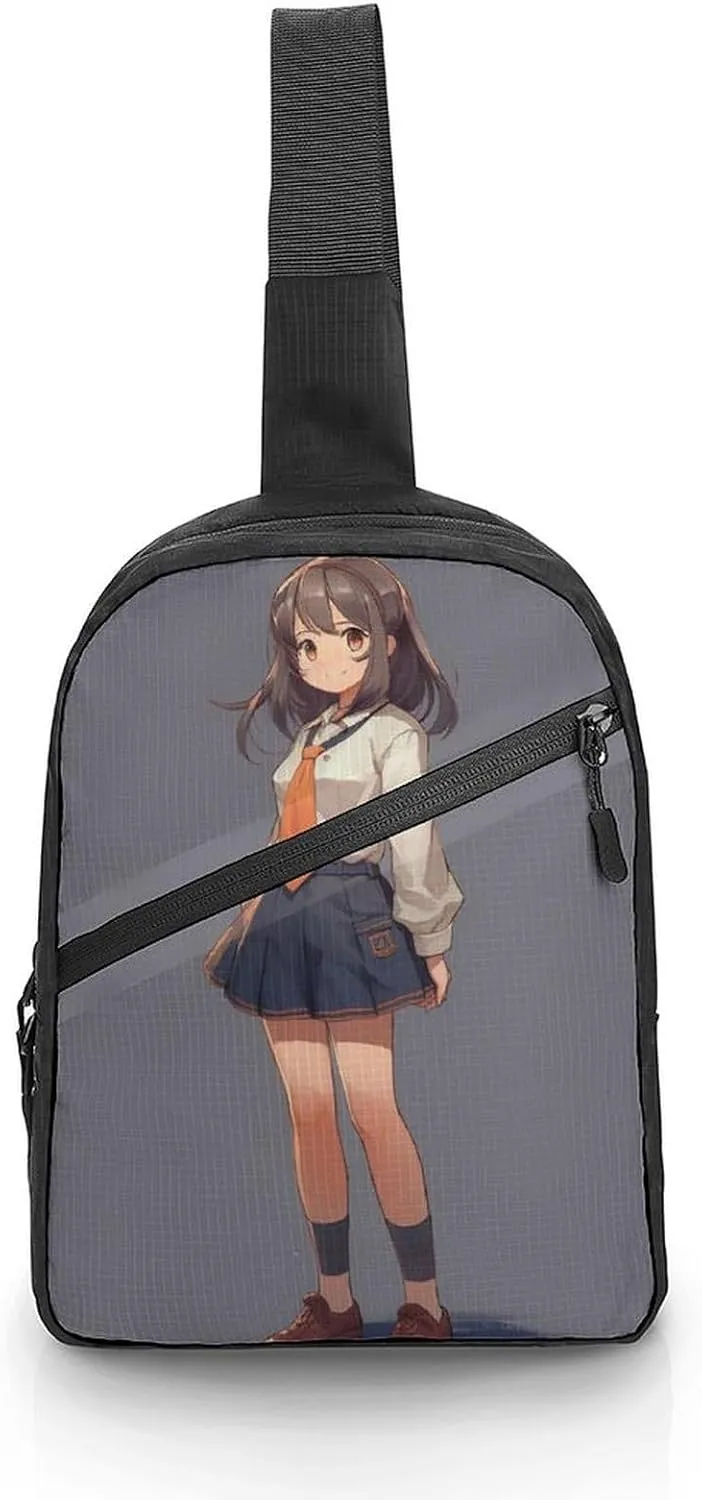 Sling Bag for Women Men Daypack Anime Woman in Skirt Chest Bag Crossbody Backpack for Hiking Travel