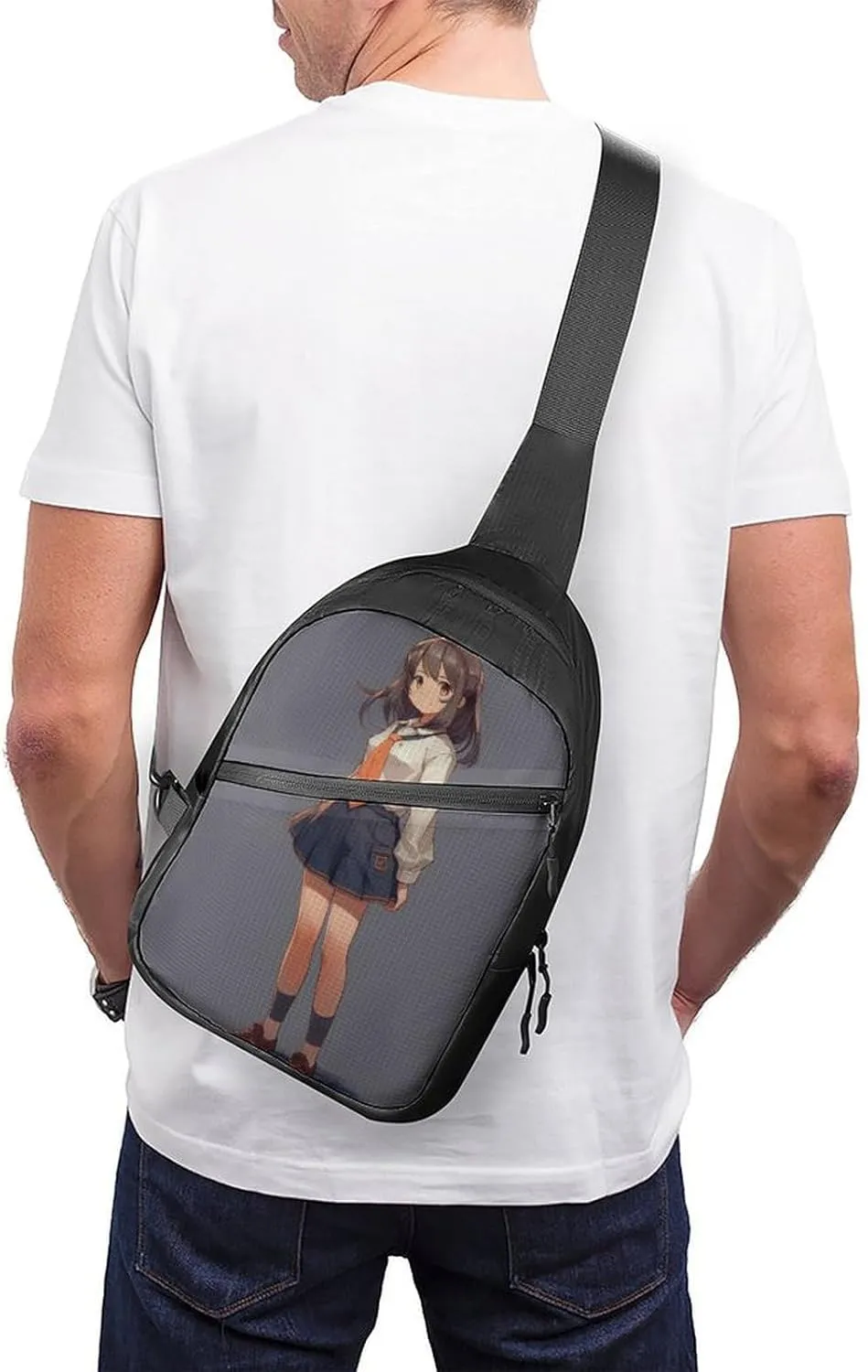 Sling Bag for Women Men Daypack Anime Woman in Skirt Chest Bag Crossbody Backpack for Hiking Travel