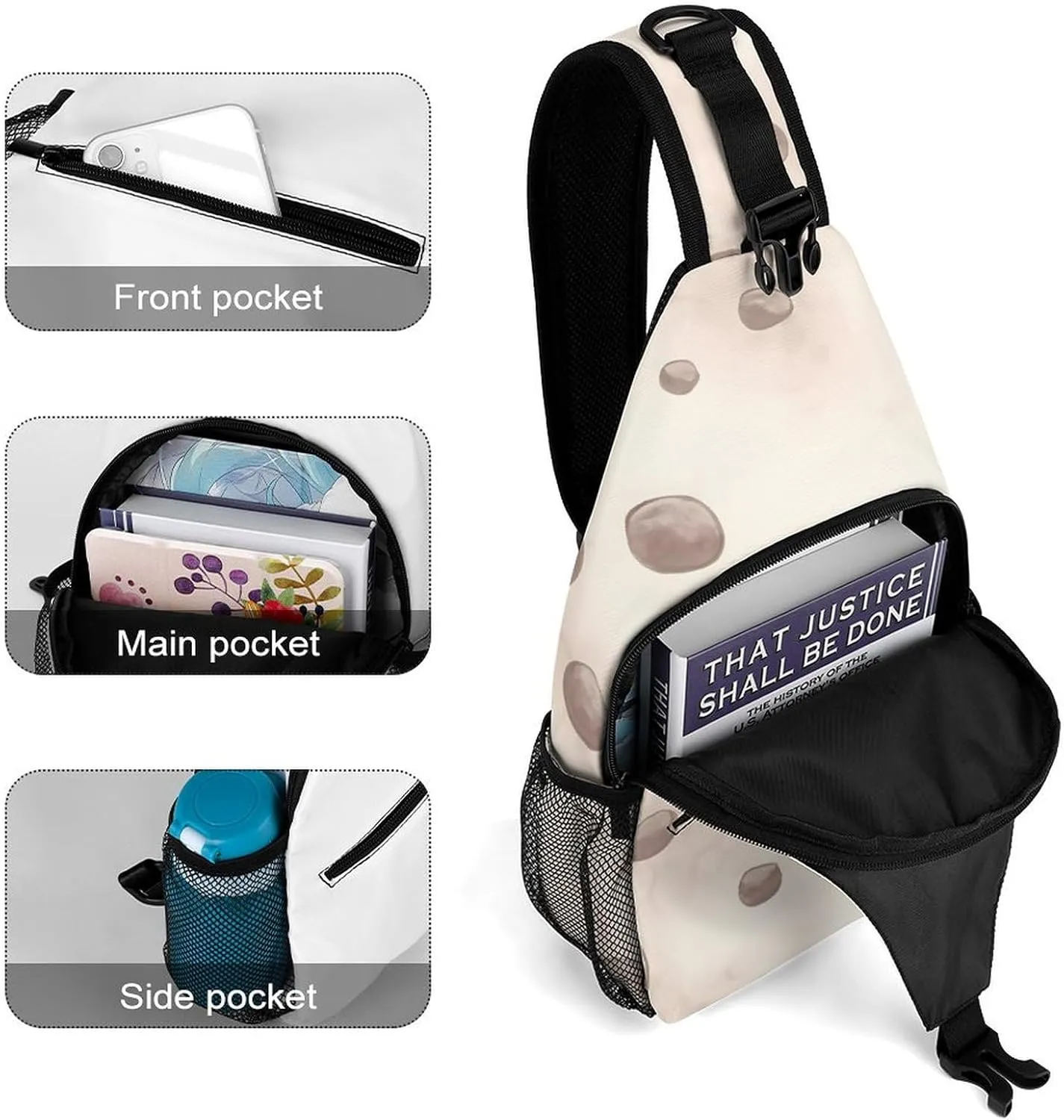 Sling Bag for Women Men Daypack Art Ladybug Tracks Chest Bag Crossbody Backpack for Hiking Travel