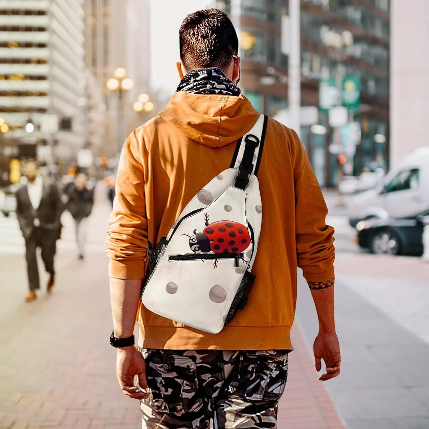 Sling Bag for Women Men Daypack Art Ladybug Tracks Chest Bag Crossbody Backpack for Hiking Travel