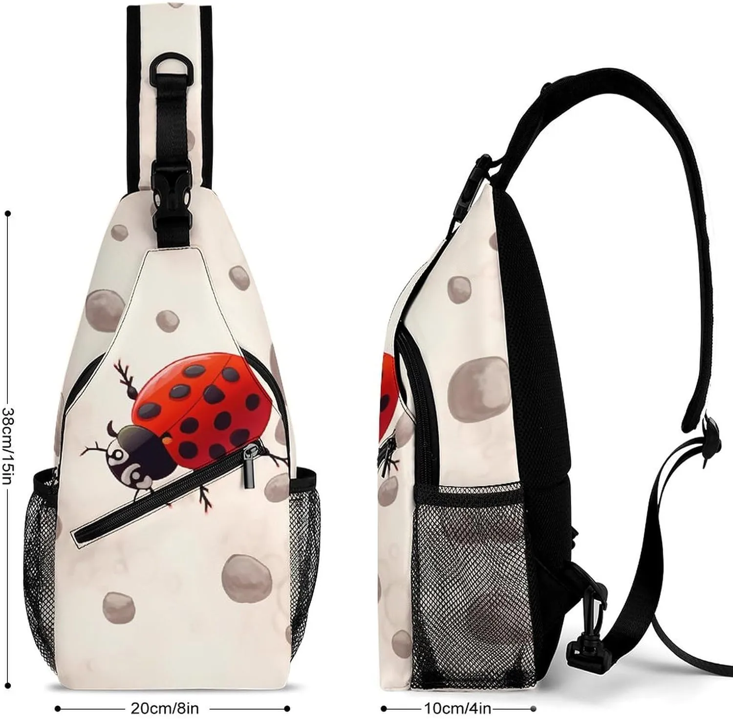 Sling Bag for Women Men Daypack Art Ladybug Tracks Chest Bag Crossbody Backpack for Hiking Travel