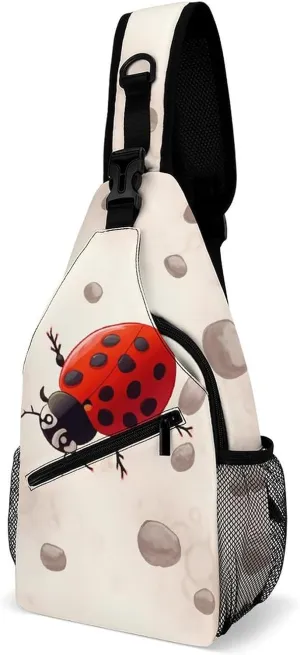 Sling Bag for Women Men Daypack Art Ladybug Tracks Chest Bag Crossbody Backpack for Hiking Travel
