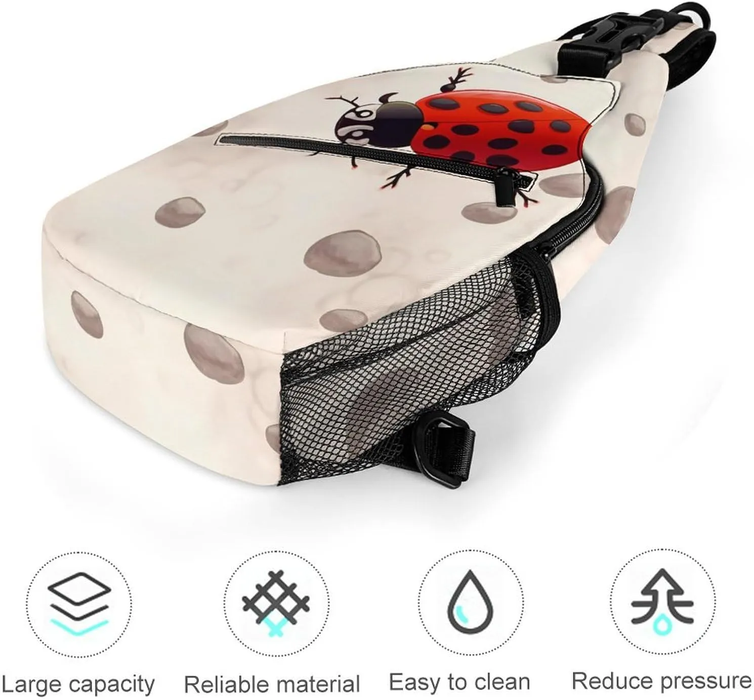 Sling Bag for Women Men Daypack Art Ladybug Tracks Chest Bag Crossbody Backpack for Hiking Travel