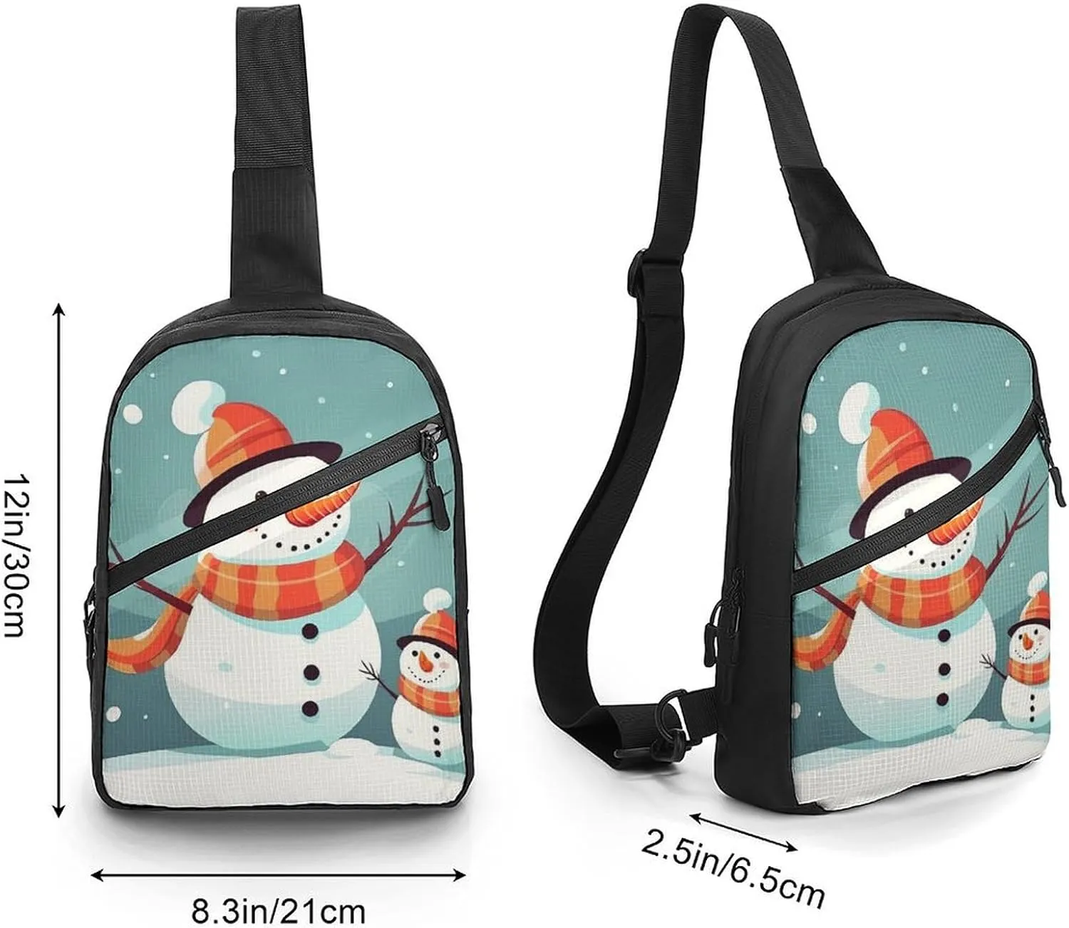 Sling Bag for Women Men Daypack Cute Christmas Snowman Chest Bag Crossbody Backpack for Hiking Travel