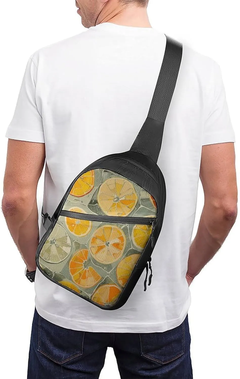 Sling Bag for Women Men Daypack Lemon Slice Pattern Chest Bag Crossbody Backpack for Hiking Travel