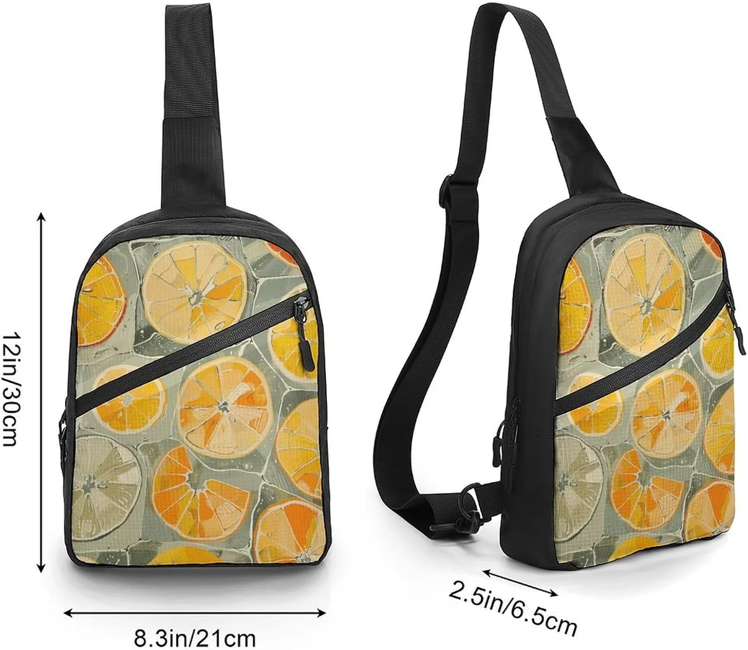 Sling Bag for Women Men Daypack Lemon Slice Pattern Chest Bag Crossbody Backpack for Hiking Travel