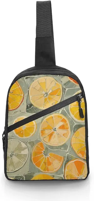 Sling Bag for Women Men Daypack Lemon Slice Pattern Chest Bag Crossbody Backpack for Hiking Travel