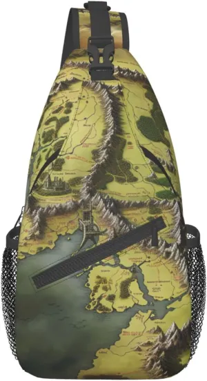 Sling Bag for Women Men Middle Earth Map Cross Chest Bag Diagonally Casual Fashion Travel Hiking Daypack