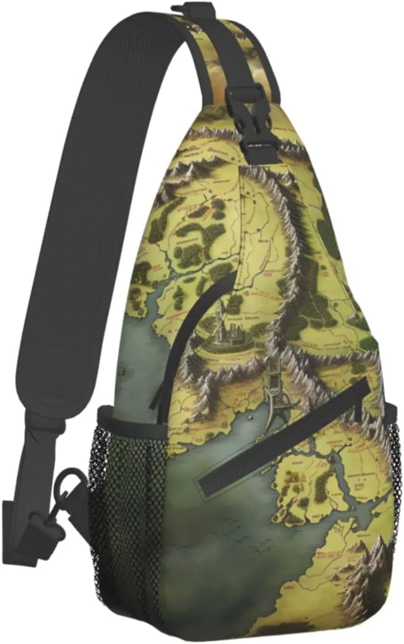 Sling Bag for Women Men Middle Earth Map Cross Chest Bag Diagonally Casual Fashion Travel Hiking Daypack