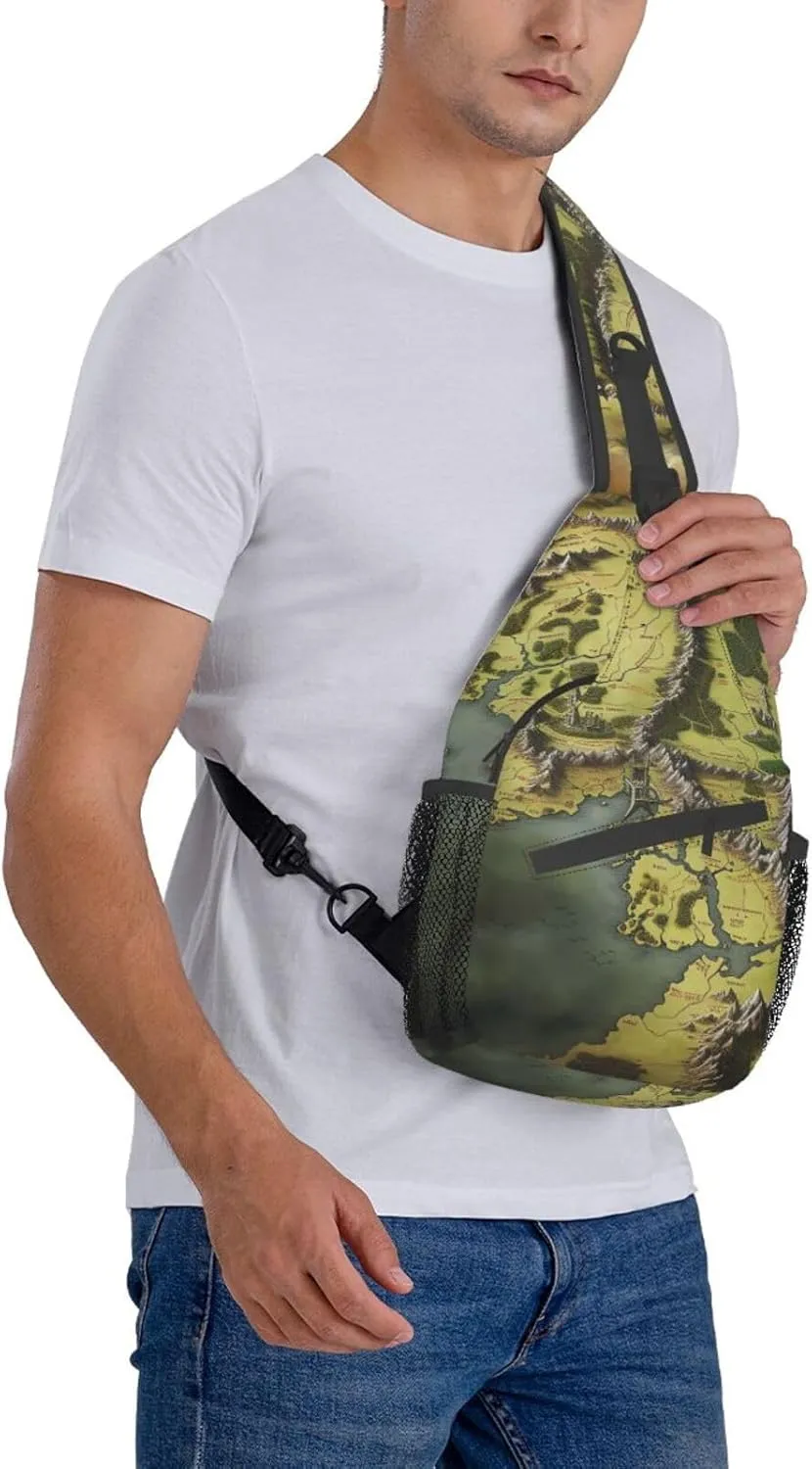 Sling Bag for Women Men Middle Earth Map Cross Chest Bag Diagonally Casual Fashion Travel Hiking Daypack