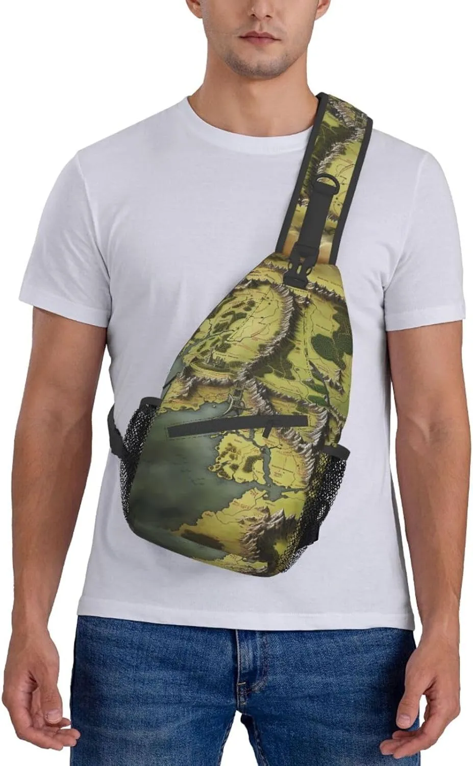 Sling Bag for Women Men Middle Earth Map Cross Chest Bag Diagonally Casual Fashion Travel Hiking Daypack