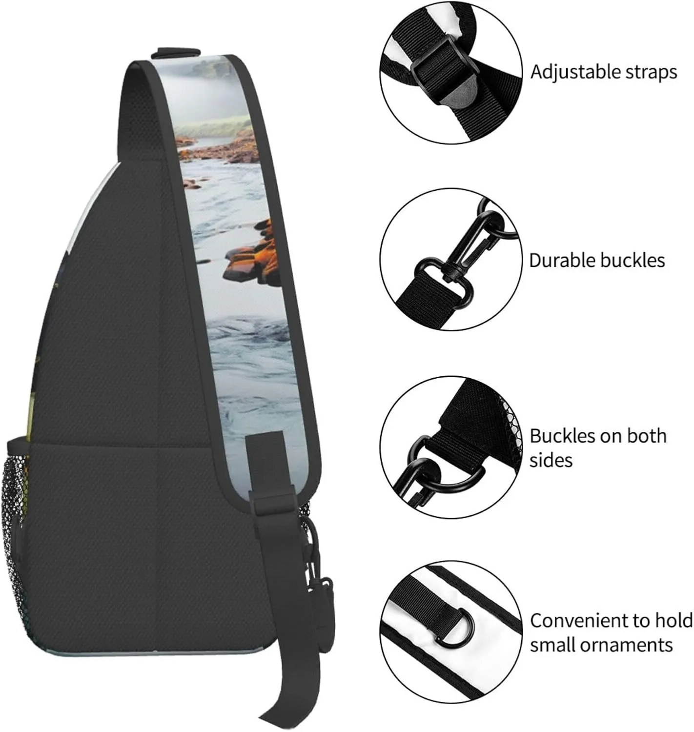 Sling Bag for Women Men Multicolor Nature Valley Rivers Cross Chest Bag Diagonally Casual Fashion Travel Hiking Daypack