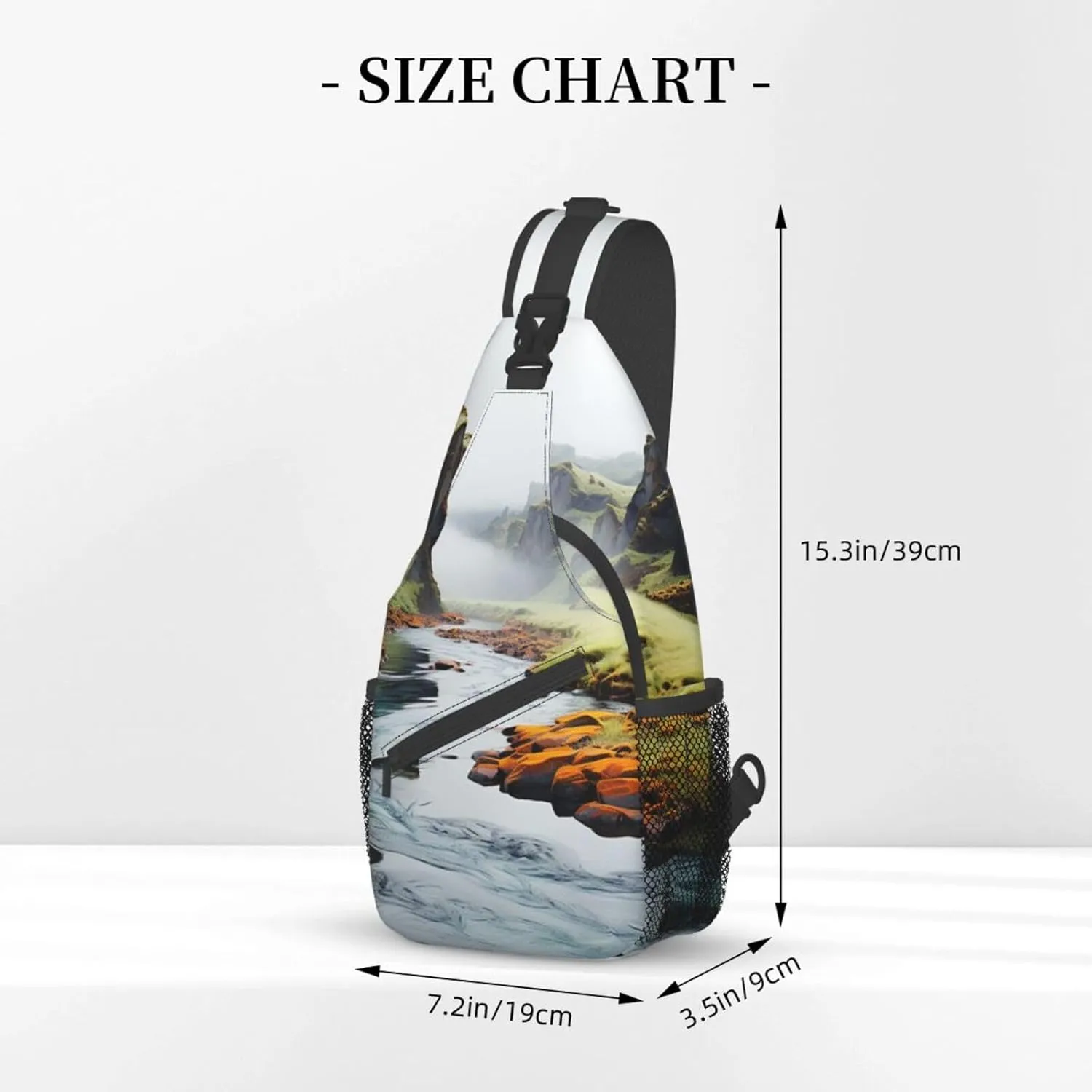 Sling Bag for Women Men Multicolor Nature Valley Rivers Cross Chest Bag Diagonally Casual Fashion Travel Hiking Daypack