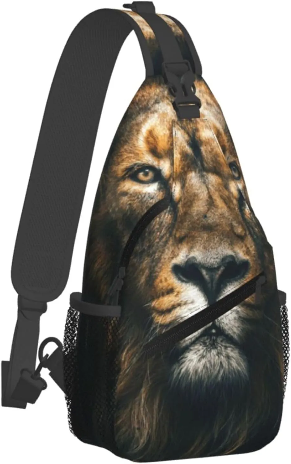 Sling Bag Lion Print Crossbody Chest Backpack for Men and Women, Lightweight 3D Animal Design Crossbody Backpack Travel Hiking Gym Daypack Shoulder Bag for Cycling