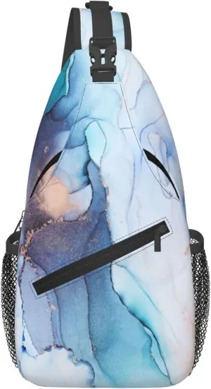 Sling Bag Marble Print Crossbody Chest Backpack for Men and Women Lightweight Travel Hiking Gym Daypack Shoulder Bag for Cycling