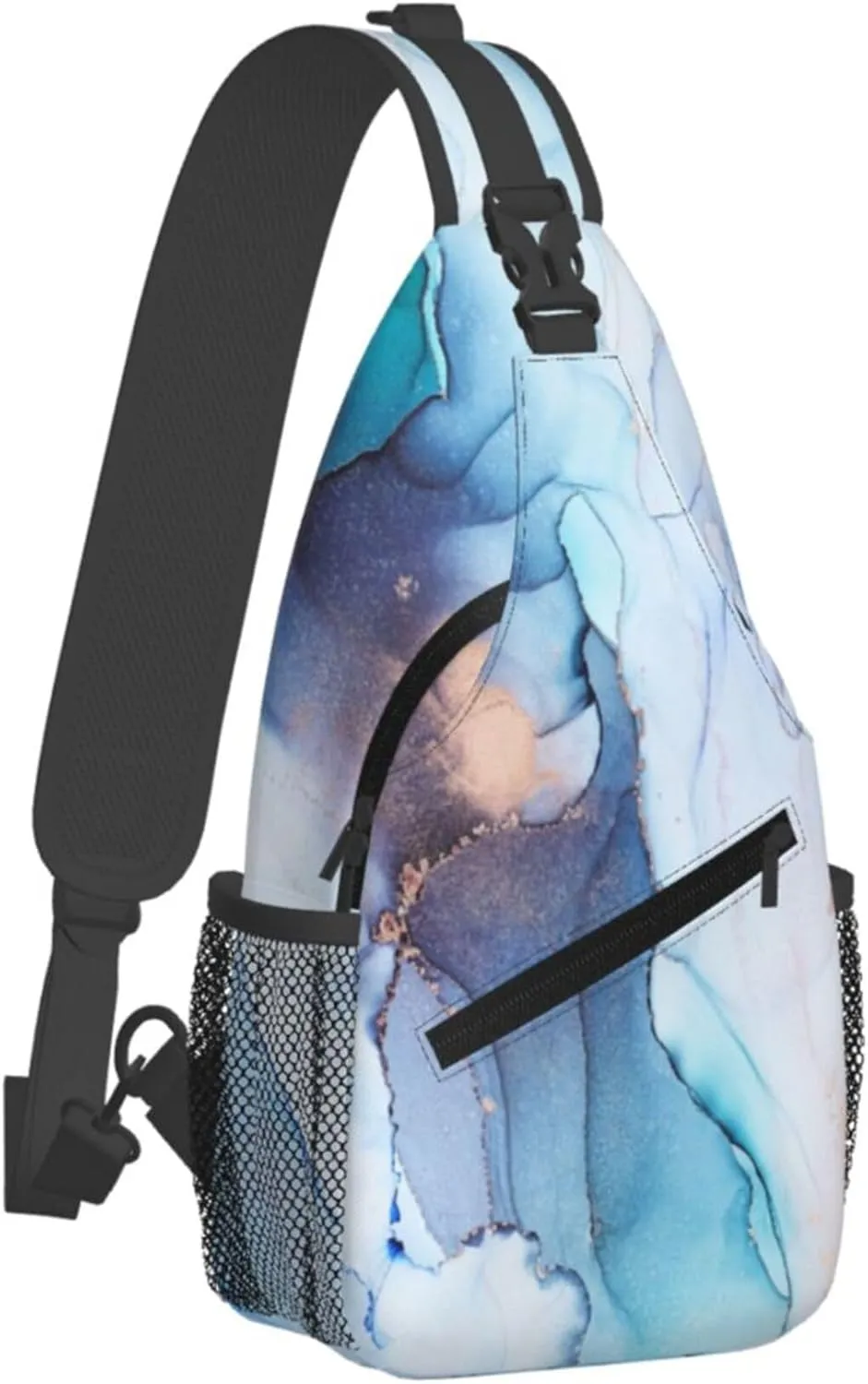 Sling Bag Marble Print Crossbody Chest Backpack for Men and Women Lightweight Travel Hiking Gym Daypack Shoulder Bag for Cycling