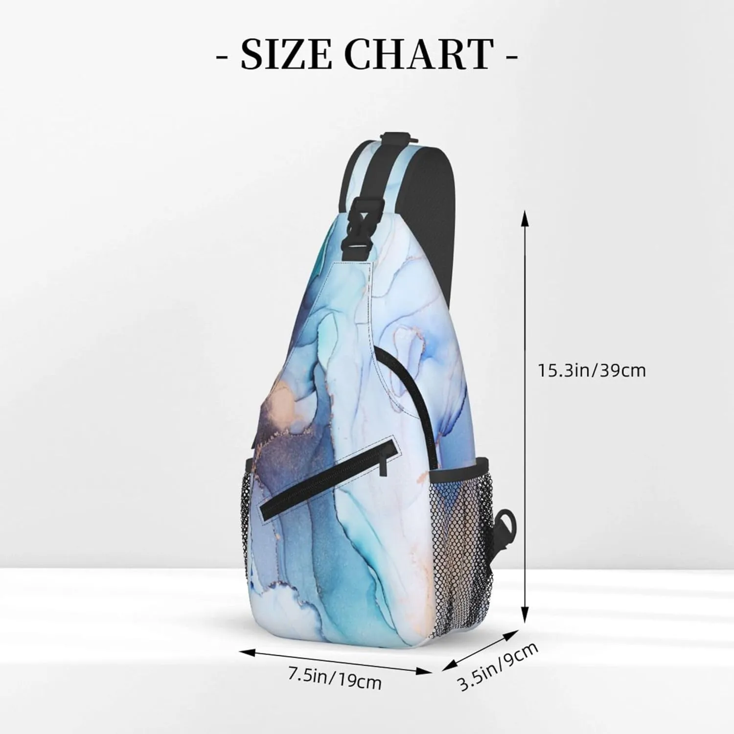Sling Bag Marble Print Crossbody Chest Backpack for Men and Women Lightweight Travel Hiking Gym Daypack Shoulder Bag for Cycling