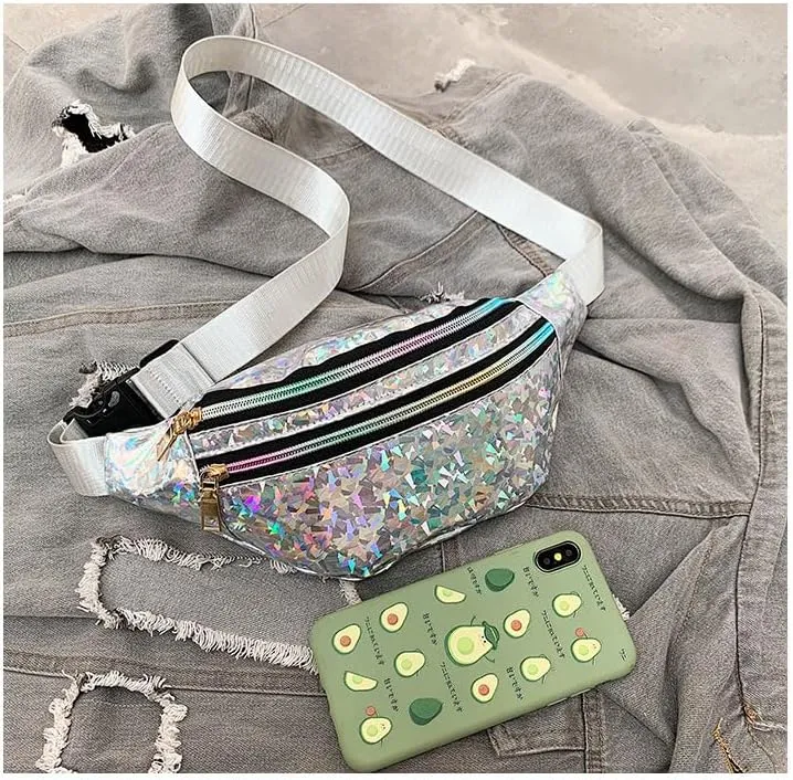Sling Bag Sling Backpack Crossbody Bag Chest Bag Shoulder Bag Women Laser Sequins PU Fashion Multipurpose Lightweight Daypack