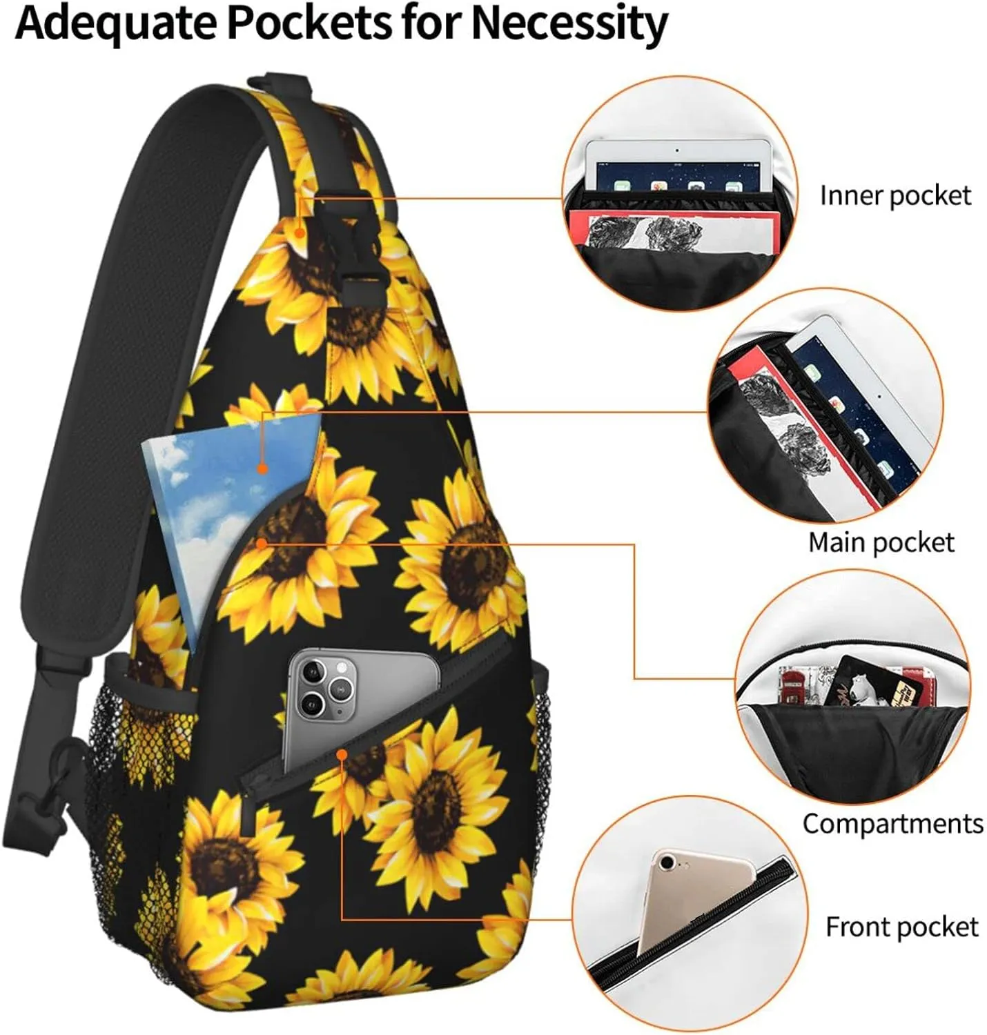 Sling Bag Women Men Backpack Crossbody Bag Travel Hiking Casual Sport Climbing Runners Daypack Waterproof