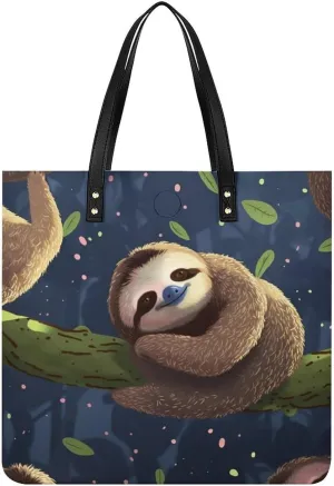 Sloth Lazy Tote Bag Durable Water-Resistant Handbags Lightweight Tote for Travel Work Book