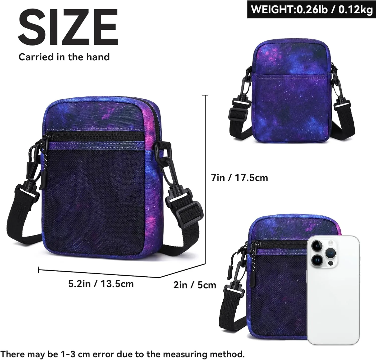 Small Cross-body Sling Bags for Men Women, Mini Messenger Bag Shoulder Pouch for Daily Use
