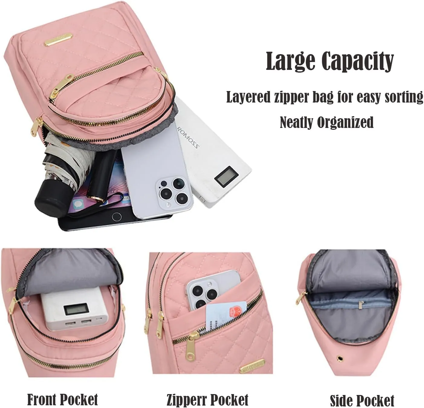 Small Crossbody Sling Backpack Sling Chest Bag，Adjustable Cross Body Bag Chest Shoulder Bag Daypack Fanny Pack for Travel Hiking