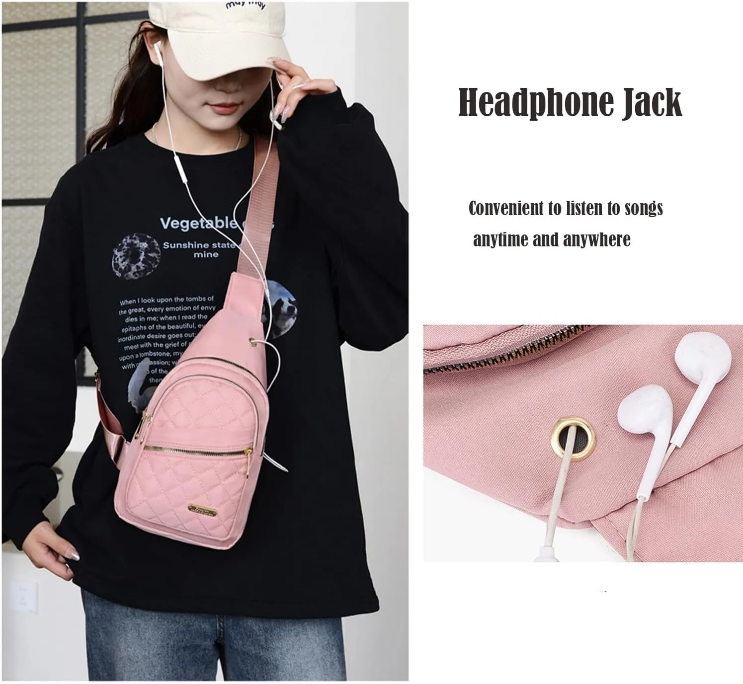 Small Crossbody Sling Backpack Sling Chest Bag，Adjustable Cross Body Bag Chest Shoulder Bag Daypack Fanny Pack for Travel Hiking