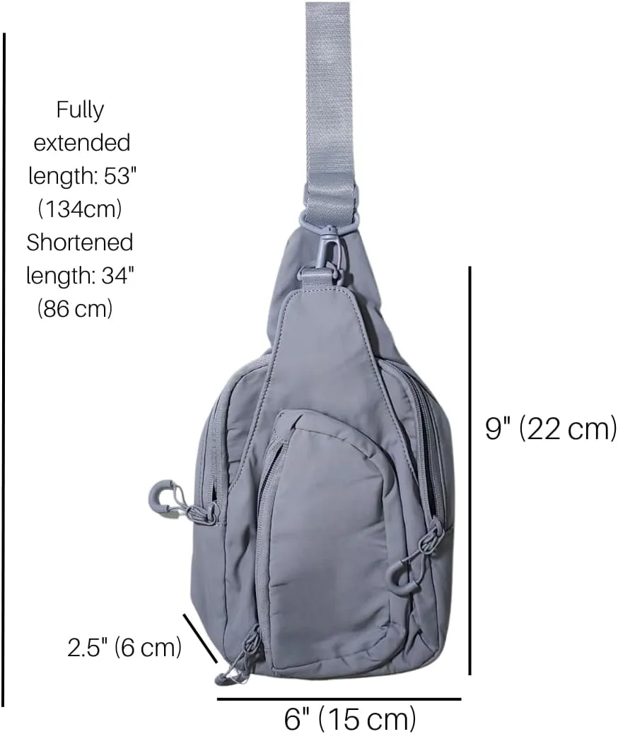 Small Crossbody Sling bag for Women Men with Adjustable Strap Lightweight Nylon for Travel Gift Light Grey
