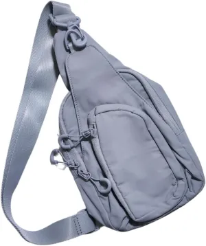 Small Crossbody Sling bag for Women Men with Adjustable Strap Lightweight Nylon for Travel Gift Light Grey