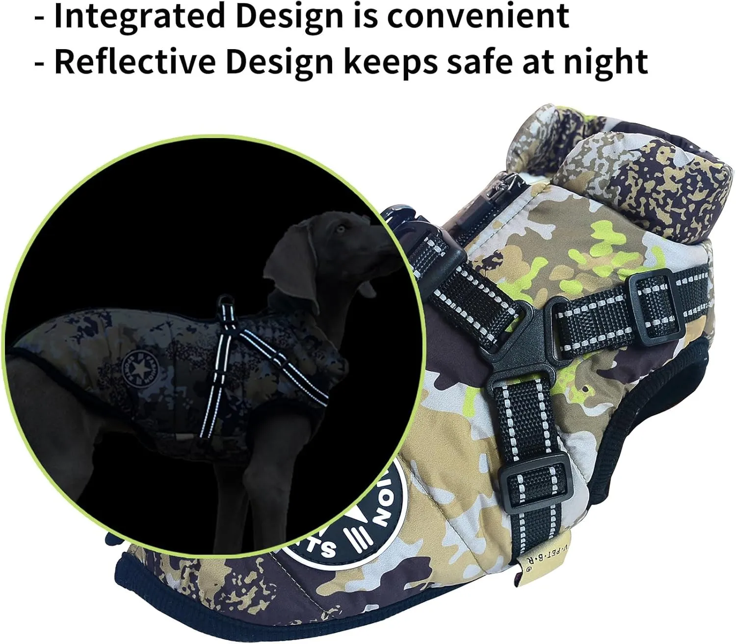 Small Dog Jacket with Harness, Outdoor Dog Sport Vest, Outdoor Warm Pet Winter Coat Harness for Cats Puppy Small Dogs